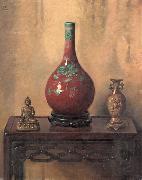 Hubert Vos Red Chinese Vase Spain oil painting artist